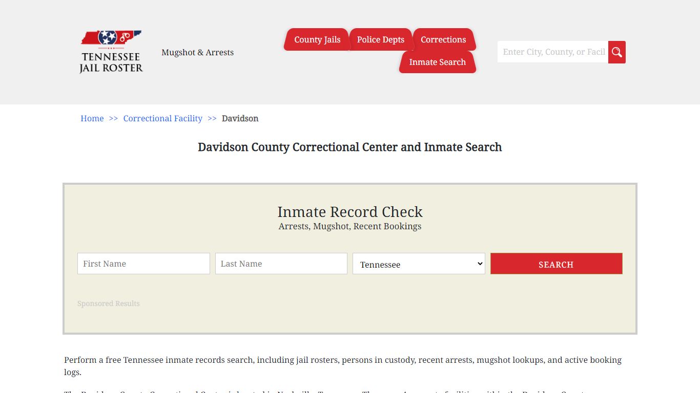 Davidson County Correctional Center and Inmate Search | Jail Roster Search